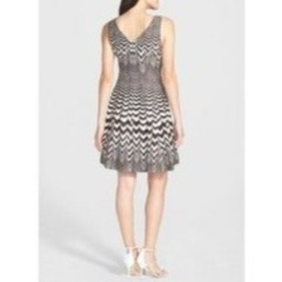 Taylor Womens Sleeveless Chevron Stripe Fit Flare Dress Size 6 - Picture 2 of 16